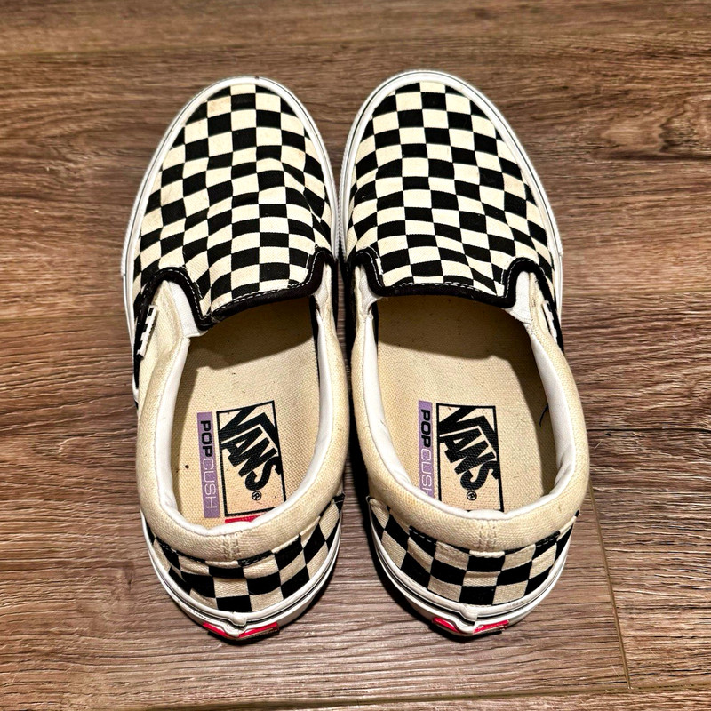 VANS Classic Slip-On Checkerboard Black/White Canvas Slip-On Men’s 7.5
