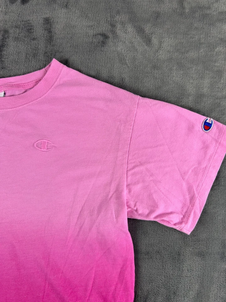 Camiseta corta Champion para mujer talla pequeña rosa ombre camiseta deportiva estilo Y2K Foto 2 de 4