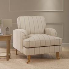 Cream Chenille Blue Striped Armchair - Payton SOF233
