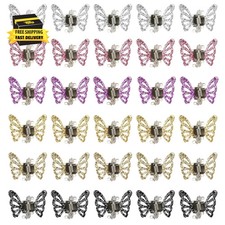 30Pcs Small Butterfly Hair Clips Mini Claw Clips Cute Purple Pink Gold Silver Bl