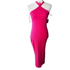 NWT Old Navy Maxi dress Beachy Strappy Criss Cross Ribbed Halter Pink twist neck