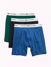 TOMMY HILFIGER Boxer Briefs Mens Medium 3-Pack Blue 100 Cotton Classics Logo