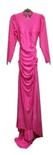 Sherri Hill Long Sleeve Open Back Gown with Train Hot Pink Size 2 Prom