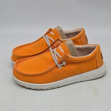 Hey Dude Wally Shoes Boys Youth 5 Womens 6 Lightweight Slip-On Fiesta Orange