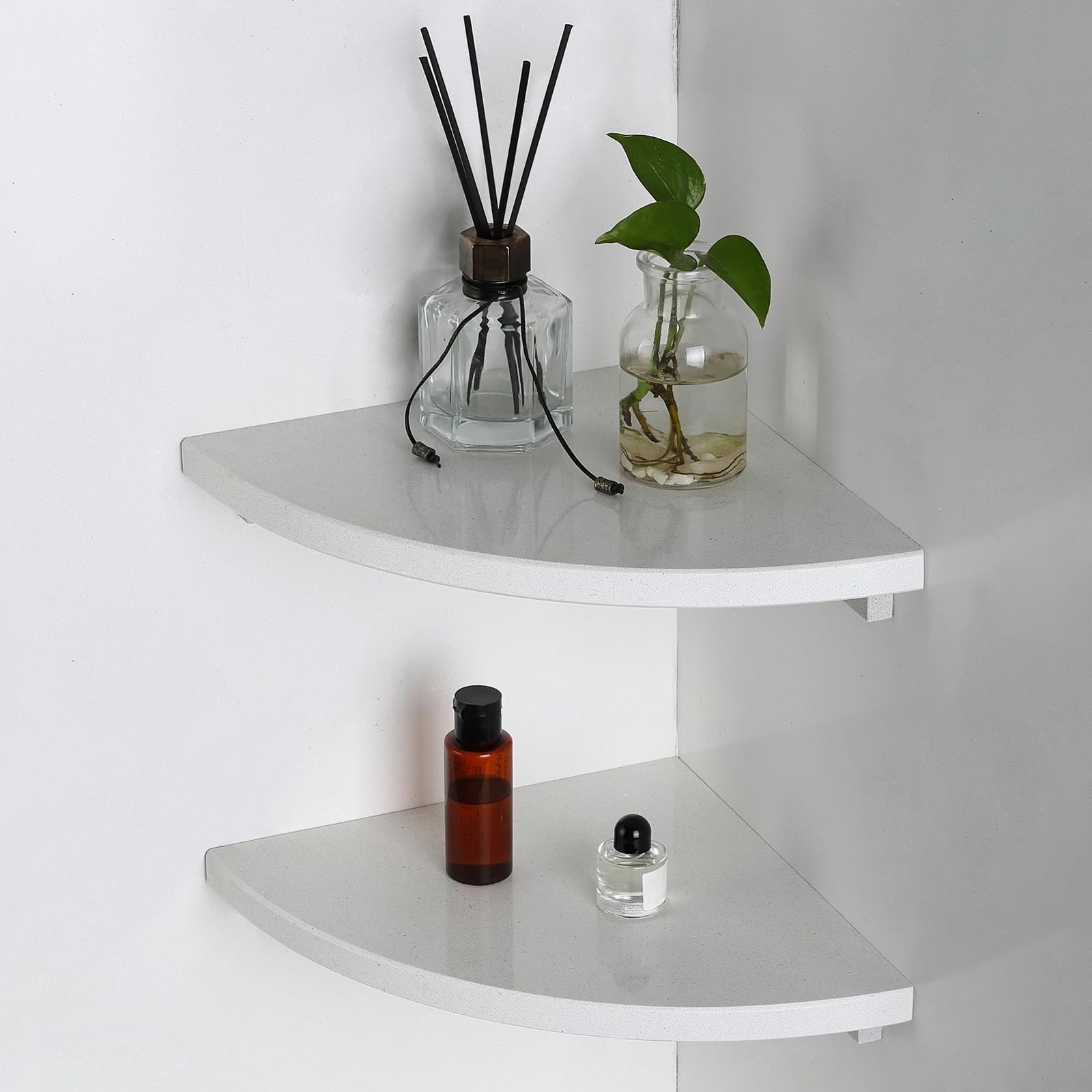 Italian Marble Corner Shower Shelf for Bathroom, 10'' Marble Corner Shelves f...
