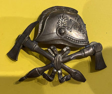 Alte Feuerwehr Helm Auflage Messing 1900-45 Schraub Montage Ersatzteil 9x7cm