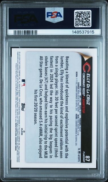 2025 Topps Flagship Collection ELLY De La CRUZ #87 - Cincinnati Reds PSA 9 view 2