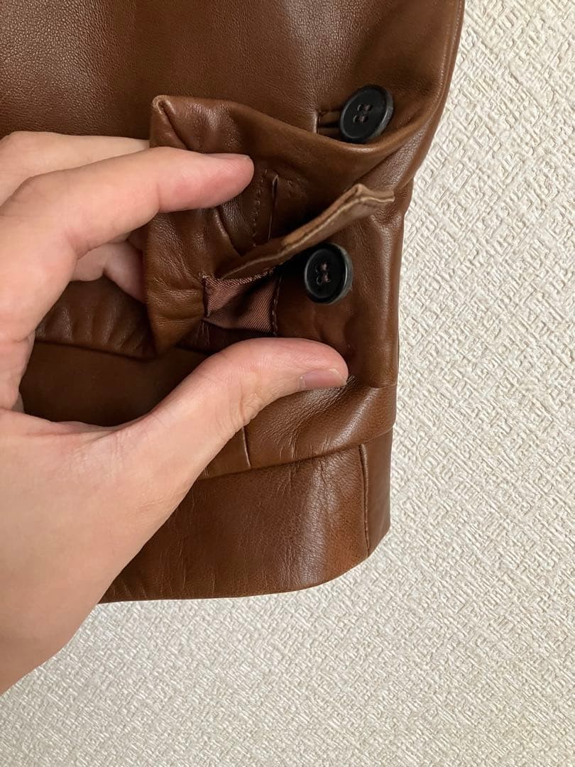 Yves Saint Laurent Rive Gauche Leather Jacket Brown Size 48/L From Japan Good thumbnail 4