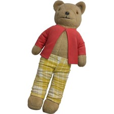 Vintage Rupert Teddy Bear with Red Jacket and Yellow Plaid Trousers Plush