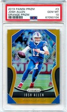JOSH ALLEN 2019 PANINI PRIZM ORANGE JERSEY # SP 17/249 PSA 10 GEM MINT BILLS