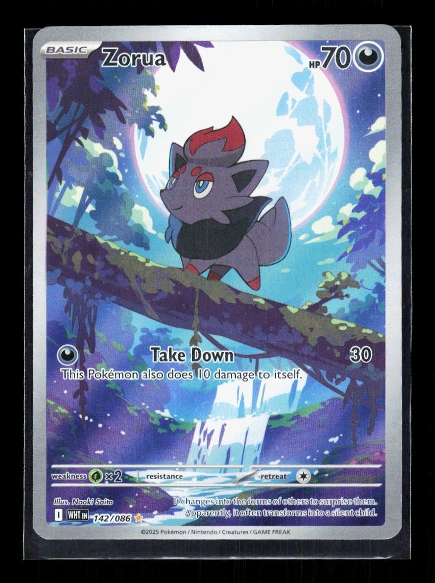 Zorua 142/086 Holo Illustration Rare White Flare Pokemon NM