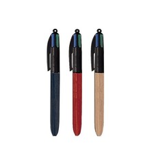 BIC 12 pezzi Penna a sfera 4 colori fusto effetto legno in tre colori