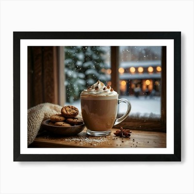 Kaffee und Kekse Kunstdruck gerahmt Wandbild Poster Leinwanddruck Bild