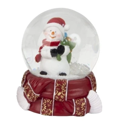 MINIUM COLLECTION Süße Schneekugel Schneemann grüner Sack auf Sockel rot gold Winterschal B: 65mm