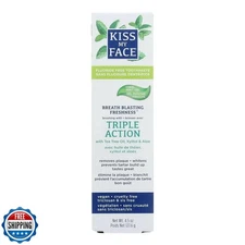 Kiss My Face Triple Action Herbal Mint Gel Toothpaste, SLS And Fluoride Free,