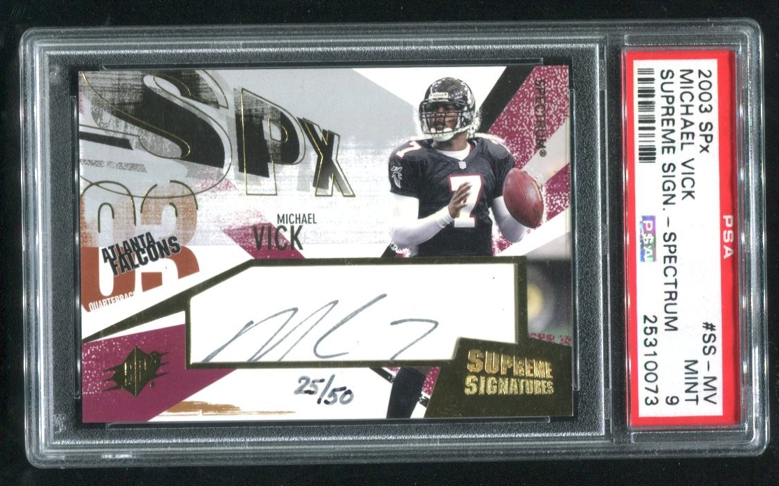 Michael Vick Autographed Signed 2003 UD SPX Supreme s AUTO PSA 9 MINT 