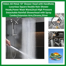 High Pressure 10" Chrome Shower Head with Extension Arm  Handheld Spray