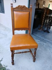 6 Sedie In legno con rivestimento in pelle