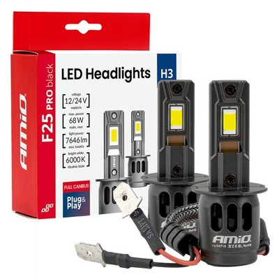 LED Scheinwerferlampen AMiO F25 PRO Black H3 12/24V 68W 6000K CANBUS Auto