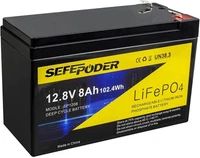 SEFEPODER 12V 8Ah LiFePO4 Lithium Deep Cycle Battery 2000+ Cycles SP1208