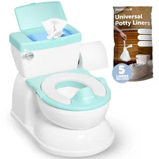 Real Feel 2-in-1 Potty with Wipes Storage, Flushing Sounds  Disposable Liners...