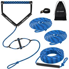 75FT Wakeboard Rope Handle Floating Water Ski Rope Watersports 4 Sections