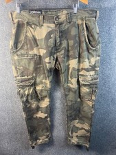Jordan Craig Mens Camo Green Cargo Pants Sz 36x32 Cotton Pakistan Zip Fly