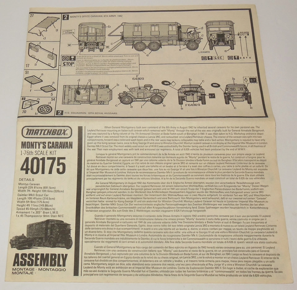 Matchbox: Monty's Caravan 1:76 Diorama Model Kit #40175 ..... 100% Complete - Image 2 of 3