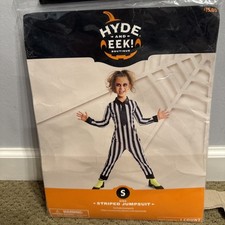 Striped Kids Jumpsuit Halloween Costume Boy Girl Small Black White Beetlejuice S