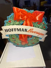 Vintage Hoffman Beverage Xmas Cardboard Counter Display Advertising Sign Soda