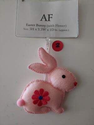 Handmade! Easter Baby Bunny (w/Flower) - 4 Choices. New, Felt Hanging OrnamentAF