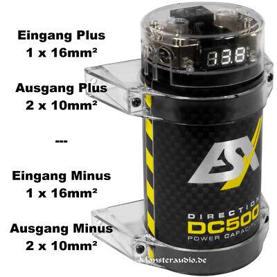 ESX DC500 0,5 Farad Powercap Kondensator 0,5 F Cap Auto PKW Pufferelko KFZ 12V