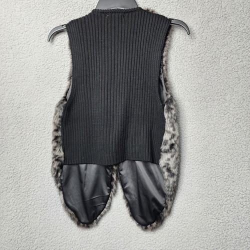 ALBERTO MAKALI Women's Large Sweater Leopard Faux Fur Vest - Picture 6 of 8
