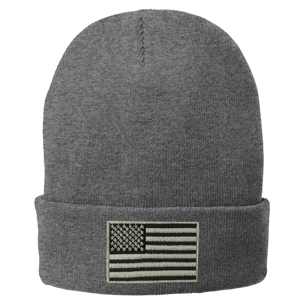 Subdued Grey USA American Flag Embroidered Winter Cuff Long Beanie
Opens in a new window or tab