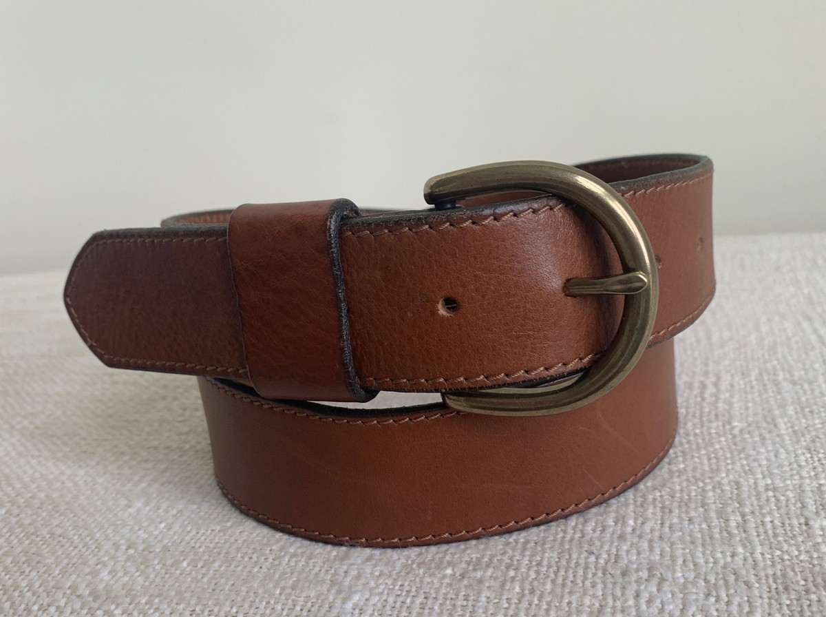 1937 Accessories Genuine Leather Brown Tan Belt Brass Buckle USA Women\'s XS 1937 Accessories Womens Brown Leather Belt Small | eBay main image 2