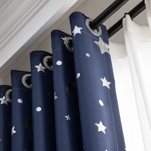 1 pieza cortinas de ventana oscuras estrella habitación aislamiento térmico niño dormitorio decoración regalo - Imagen 6 de 22