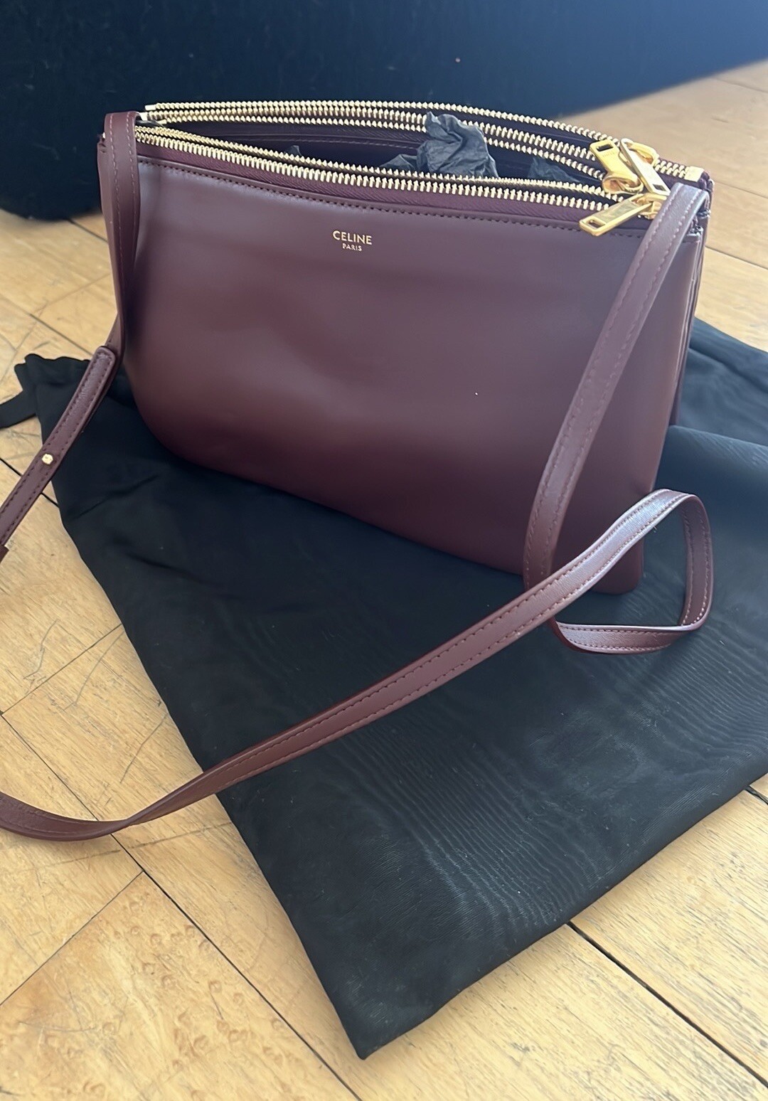 Celine Trio Burgundy Crossbody Bag