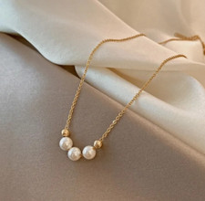 Fashion Simple Short Bead Clavicle Chain Pearl Pendant Necklace Jewelry