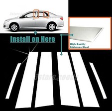 Stainless Steel Chrome Door Pillar Post Trims For Toyota Corolla Sedan 2009-2013