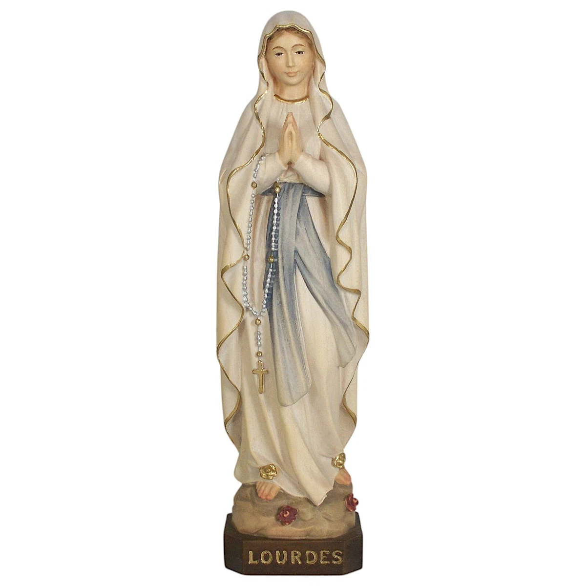 Holz Figur MADONNA LOURDES H 22 cm color neu. Hl. Heilige Maria Muttergottes IN