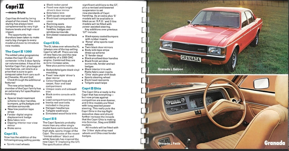 Ford Cortina, Capri & Granada VFM Campaign Late 1975 UK Salesmans Brochure - Image 2 of 2
