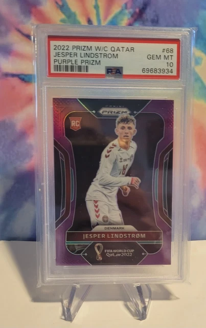 69683934 Jesper Lindstrom 2022 Prizm World Cup Purple Prizm RC #169/199 PSA 10
