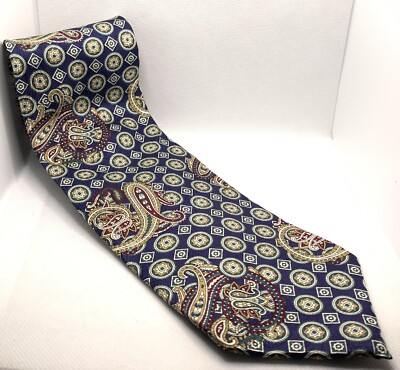 Briar Tie Necktie Men s Navy Geometric Shapes Paisley Italy Silk Made USA  4x56