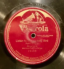 Alma Gluck Liaten To The Mocking Bird~ Victrola One Sided 12" 78 ~74465