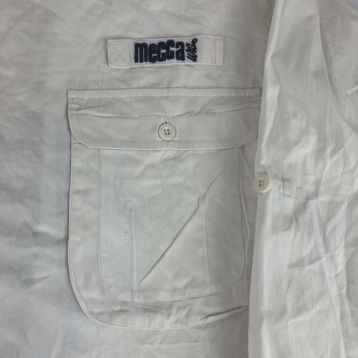 Vintage Mecca USA Shirt Large Adult White Long Sleeve Button