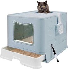 Jumbo Enclosed Foldable XLCat Litter Box Anti-Splashing Cat Toilet Easy to Clean