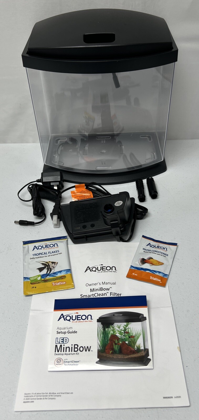 aqueon black 5 gallon led minibow smartclean kit