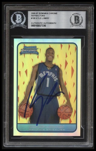 Kyle Lowry 2006-07 Bowman Chrome Rookie RC Refractor #/249 Signed Auto BAS