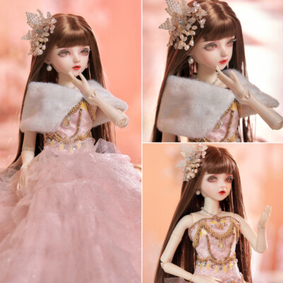 Handmade Full Set 1/3 BJD Doll with Makeup Long Wigs Headwear Pink Dress  Shoes | eBay