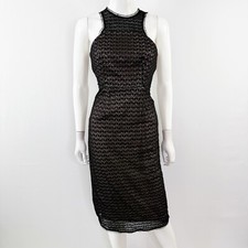 NSR Black Lace Sheath Dress Size S Open Back Knee Length Cocktail